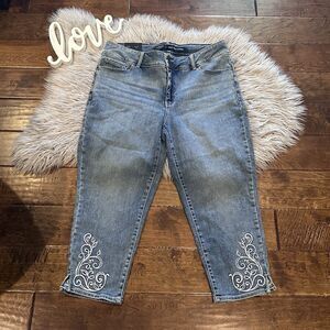 Chelsea Studio Womens High Rise Skinny Jean Cropped Embroidered Size 16W New